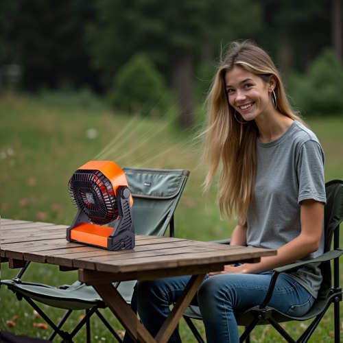 8 inch Rechargeable Camping Fan Battery Operated with Light Charging 4