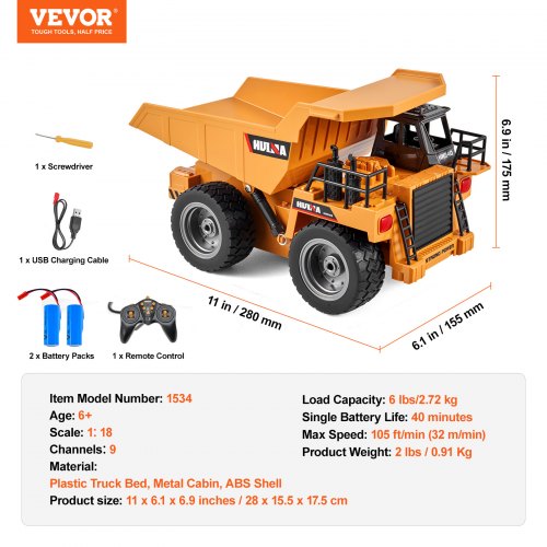 RC Dump Truck Toy 9Channel 118 Scale Remote Control Dump Truck RC