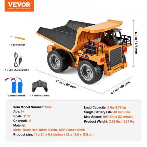 RC Dump Truck Toy 9Channel 118 Scale Remote Control Dump Truck RC