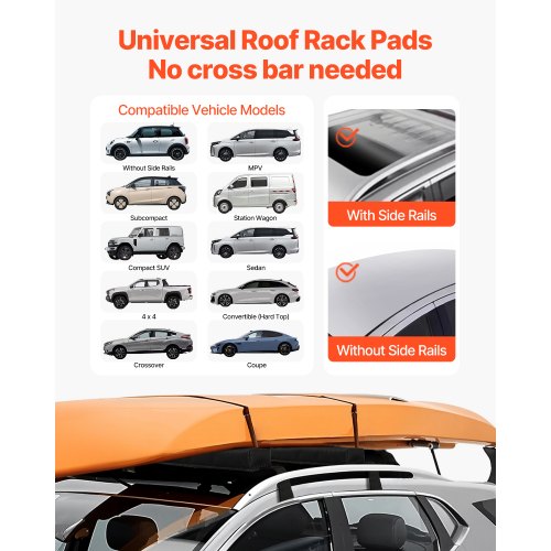 Soft Roof Rack Pads 155Inch Universal Car Roof Rack Pads 176LBS Loading