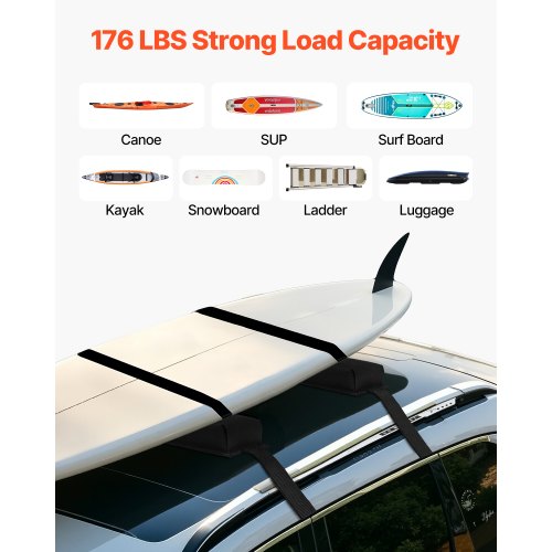 Soft Roof Rack Pads 155Inch Universal Car Roof Rack Pads 176LBS Loading