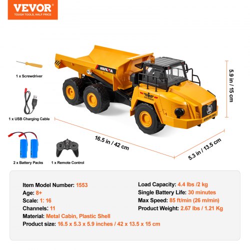 RC Dump Truck Toy 11Channel 116 Scale Remote Control Dump Truck RC
