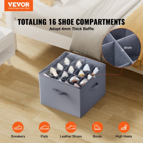 Under Bed Shoe Storage Organizer 1 Pack 16 Compartments Underbed Shoe Box