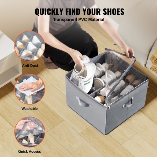 Under Bed Shoe Storage Organizer 1 Pack 16 Compartments Underbed Shoe Box