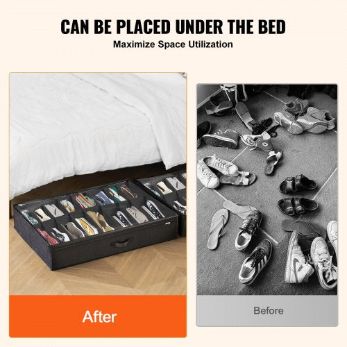 Under Bed Shoe Storage Organizer Set of 2 Total 32 Compartments Underbed