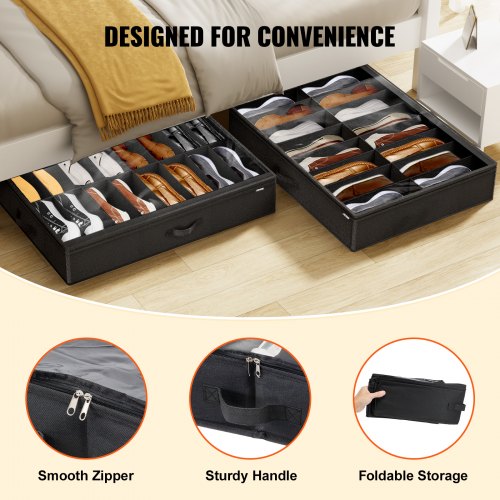 Under Bed Shoe Storage Organizer Set of 2 Total 32 Compartments Underbed