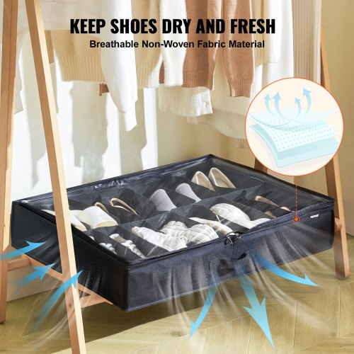Under Bed Shoe Storage Organizer Set of 2 Total 32 Compartments Underbed