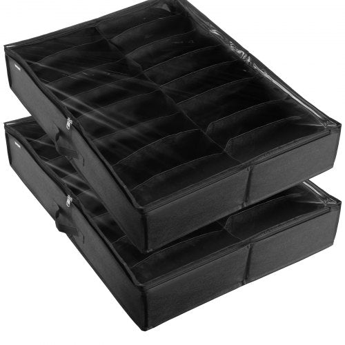 Under Bed Shoe Storage Organizer Set of 2 Total 32 Compartments Underbed