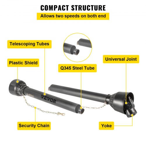 PTO Shaft 1 38 PTO Drive Shaft 6 Spline End Round End PTO Driveline