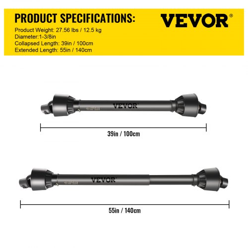 PTO Shaft 1 38 PTO Drive Shaft 6 Spline End Round End PTO Driveline