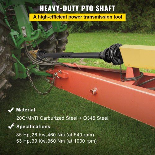 PTO Shaft 138” 6 Spline Tractor and Implement Ends PTO Driveline Shaft