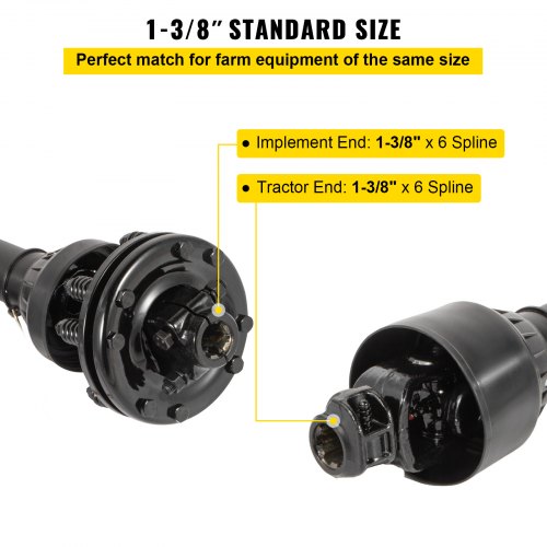 PTO Shaft 138” 6 Spline Tractor and Implement Ends PTO Driveline Shaft