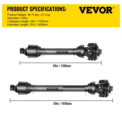 PTO Shaft 138 PTO Drive Shaft 6 Spline Both Ends PTO Driveline Shaft
