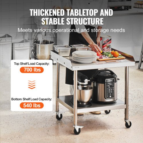 Stainless Steel Work Table 24 x 28 x 30 Inch Commercial Food Prep Worktable