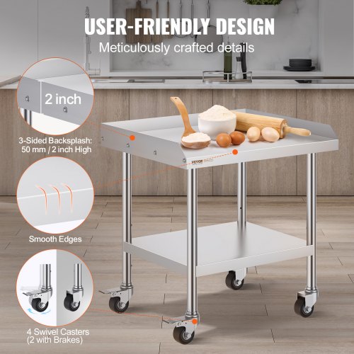 Stainless Steel Work Table 24 x 28 x 30 Inch Commercial Food Prep Worktable