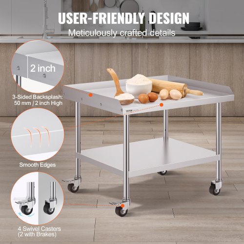 Stainless Steel Work Table 30 x 36 x 30 Inch Commercial Food Prep Worktable