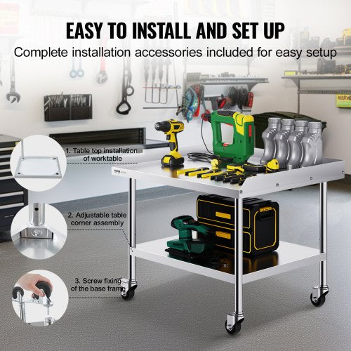 Stainless Steel Work Table 30 x 36 x 30 Inch Commercial Food Prep Worktable