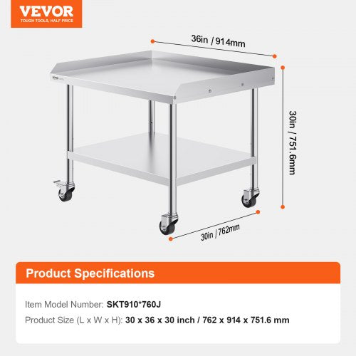 Stainless Steel Work Table 30 x 36 x 30 Inch Commercial Food Prep Worktable