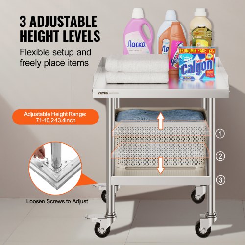 Stainless Steel Work Table 24 x 24 x 30 Inch Commercial Food Prep Worktable
