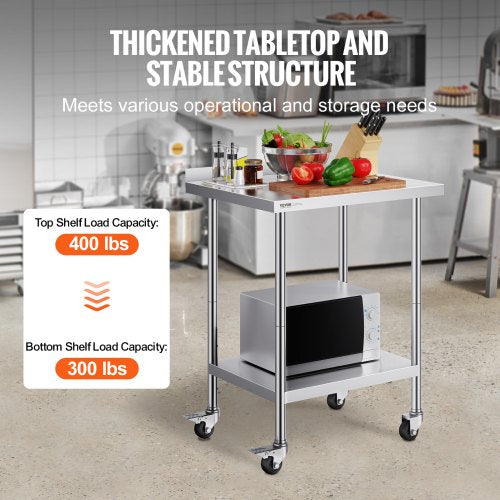 24 x 30 x 40 Inch Stainless Steel Work Table Commercial Food Prep Worktable