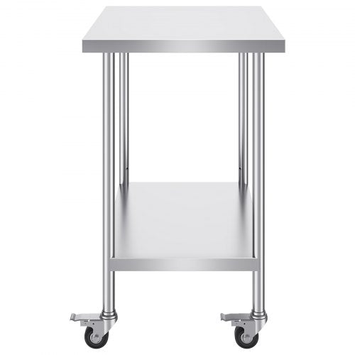 Stainless Steel Work Table 24 x 36 x 38 Inch with 4 Wheels 3 Adjustable