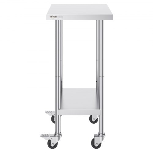 Stainless Steel Work Table 24 x 18 x 38 Inch with 4 Wheels 3 Adjustable