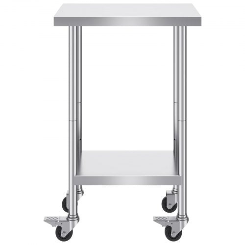 Stainless Steel Work Table 24 x 18 x 38 Inch with 4 Wheels 3 Adjustable
