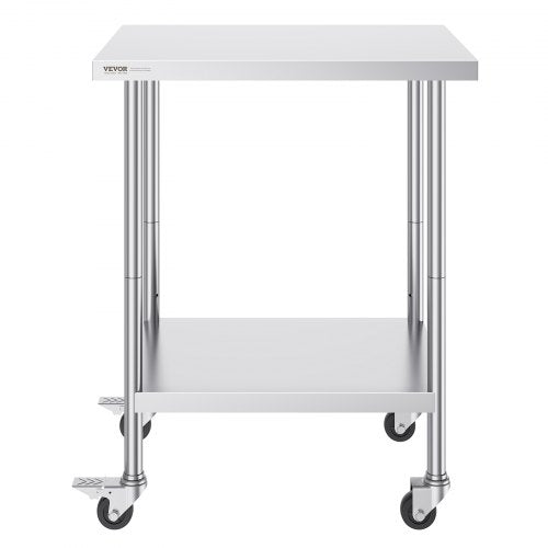 Stainless Steel Work Table 24 x 30 x 38 Inch with 4 Wheels 3 Adjustable