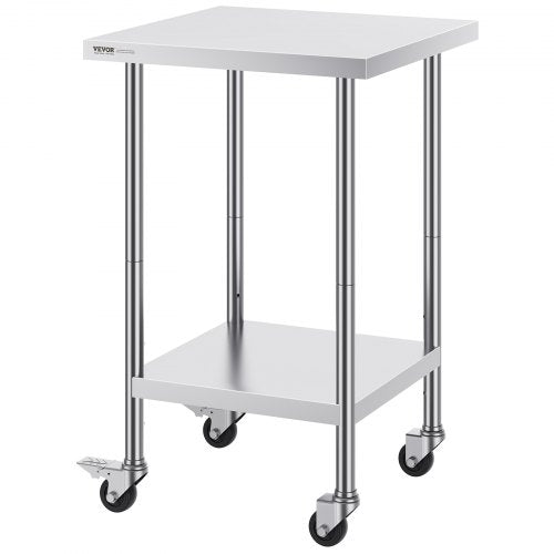 Stainless Steel Work Table 24 x 24 x 38 Inch 700 LBS Load Capacity with 4