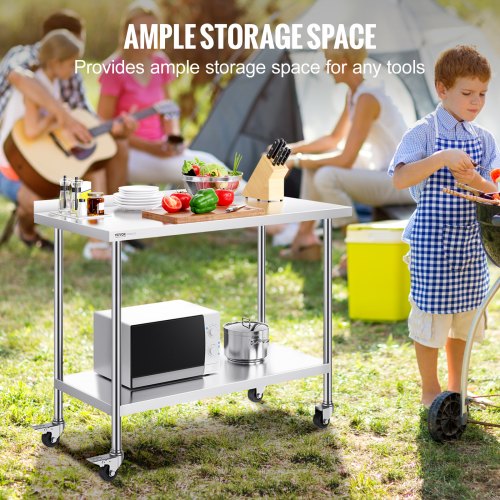 24 x 48 x 40 Inch Stainless Steel Work Table Commercial Food Prep Worktable