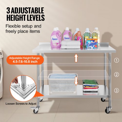 24 x 48 x 40 Inch Stainless Steel Work Table Commercial Food Prep Worktable