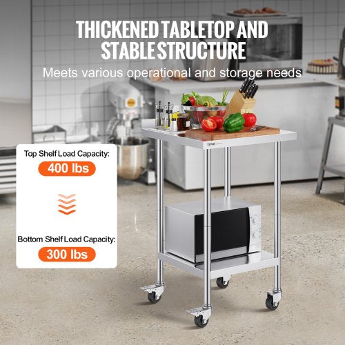 24 x 24 x 40 Inch Stainless Steel Work Table Commercial Food Prep Worktable