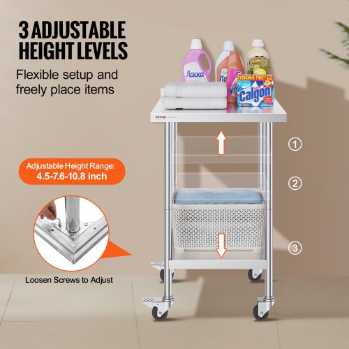 24 x 24 x 40 Inch Stainless Steel Work Table Commercial Food Prep Worktable