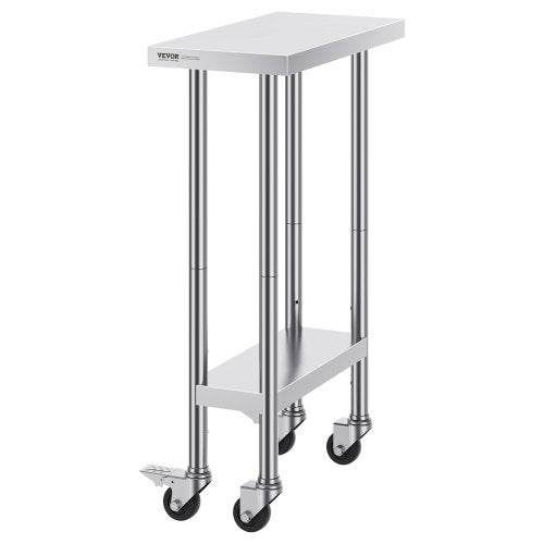 Stainless Steel Work Table 24 x 12 x 38 Inch 500 LBS Load Capacity with 4