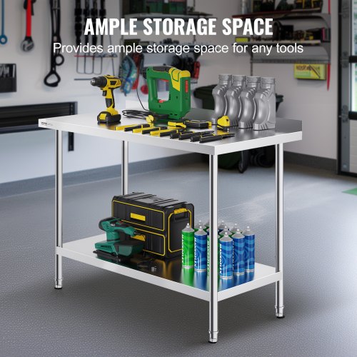 24 x 48 x 36 Inch Stainless Steel Work Table Commercial Food Prep Worktable