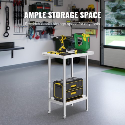 Stainless Steel Prep Table 24 x 18 x 34 Inch 640 lbs Load Capacity Heavy