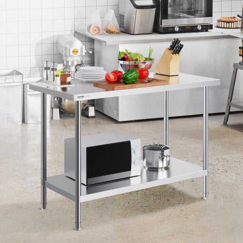Stainless Steel Prep Table 24 x 48 x 34 Inch 800 lbs Load Capacity Heavy