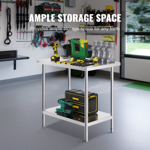 Stainless Steel Prep Table 24 x 36 x 34 Inch 750 lbs Load Capacity Heavy