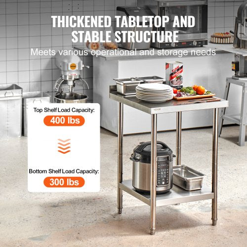 24 x 24 x 36 Inch Stainless Steel Work Table Commercial Food Prep Worktable
