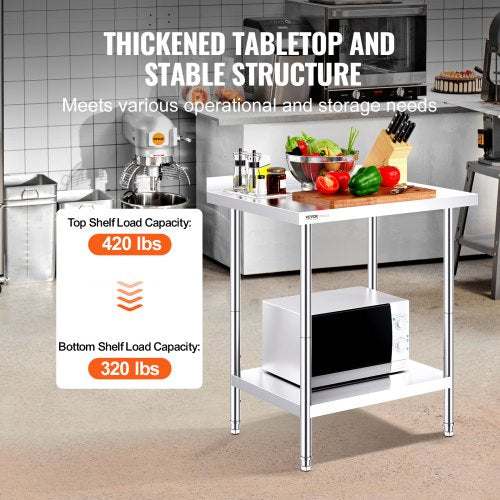 24 x 30 x 36 Inch Stainless Steel Work Table Commercial Food Prep Worktable