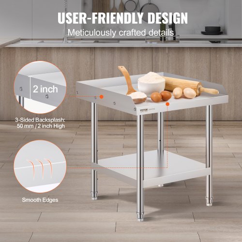Stainless Steel Work Table 24 x 24 x 26 Inch Commercial Food Prep
