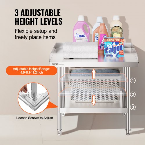 Stainless Steel Work Table 24 x 28 x 26 Inch Commercial Food Prep