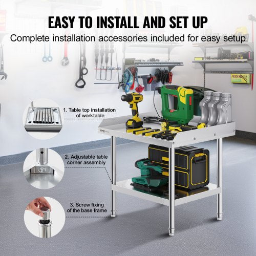 Stainless Steel Work Table 24 x 28 x 26 Inch Commercial Food Prep
