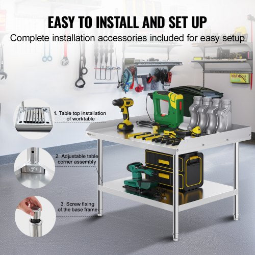 Stainless Steel Work Table 30 x 36 x 26 Inch Commercial Food Prep