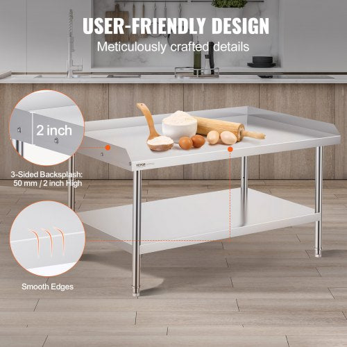 Stainless Steel Work Table 30 x 48 x 26 Inch Commercial Food Prep