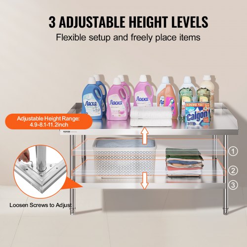 Stainless Steel Work Table 30 x 48 x 26 Inch Commercial Food Prep