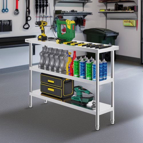 Stainless Steel Food Prep Table 14 x 48 x 34 Inch Commercial Kitchen