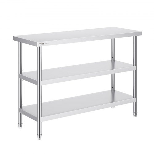 Stainless Steel Food Prep Table 18 x 48 x 34 Inch Commercial Kitchen