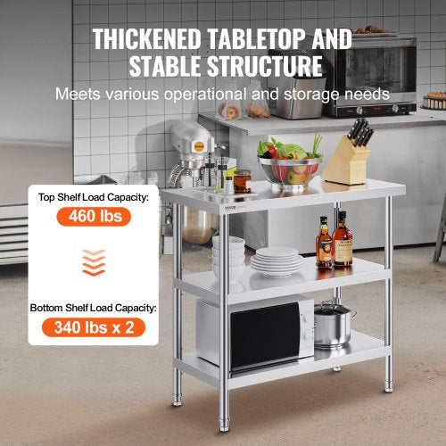 Stainless Steel Food Prep Table 18 x 36 x 34 Inch Commercial Kitchen