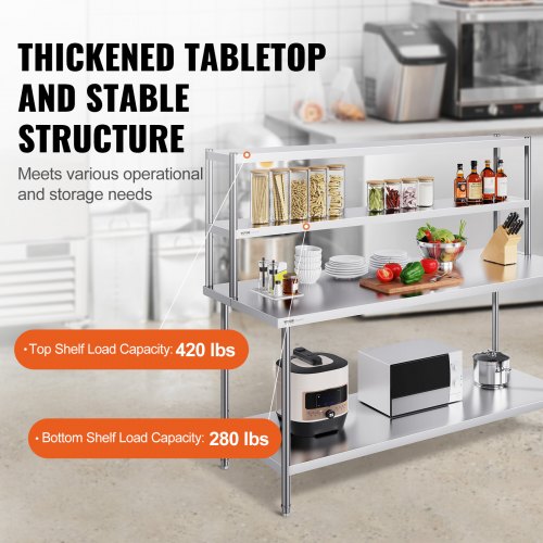 Double Overshelf Double Tier Stainless Steel Overshelf 12 x 72 Inch Double
